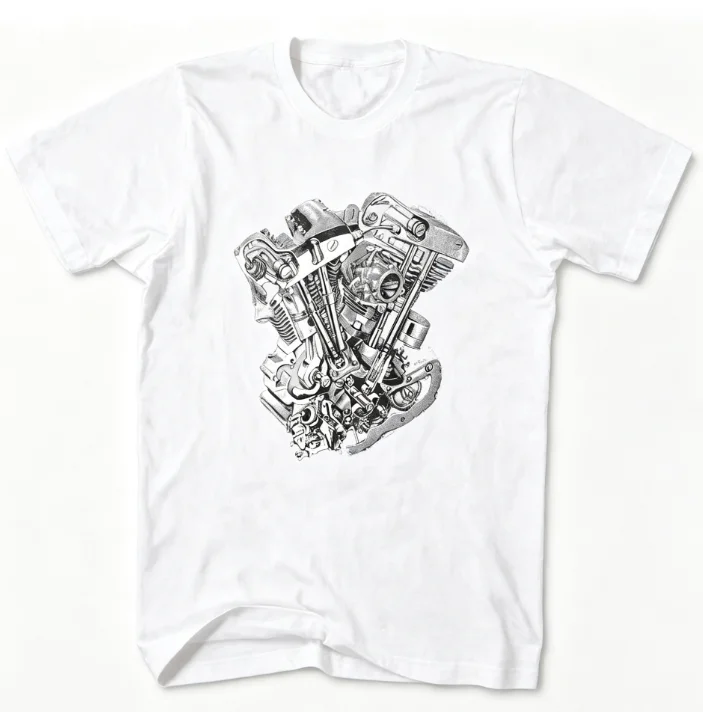 2026 Men Vintage V-Twin Motorcycle Engine Graphic T Shirt Biker Retro Short Sleeve Tee Unisex Casual Tshirt