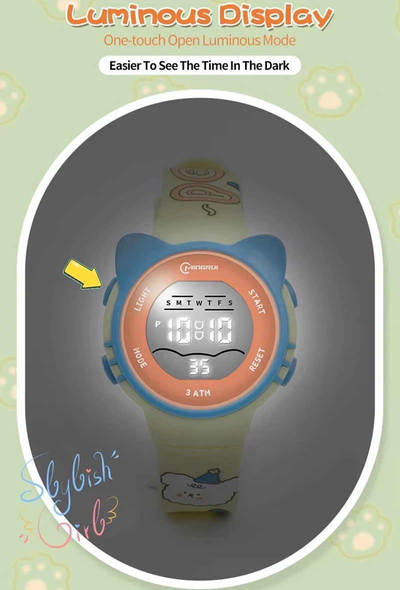 Montres enfants mignon rose numérique enfants montre pour garçons filles 30M étanche violet étudiant électronique montre-bracelet LED cadeaux