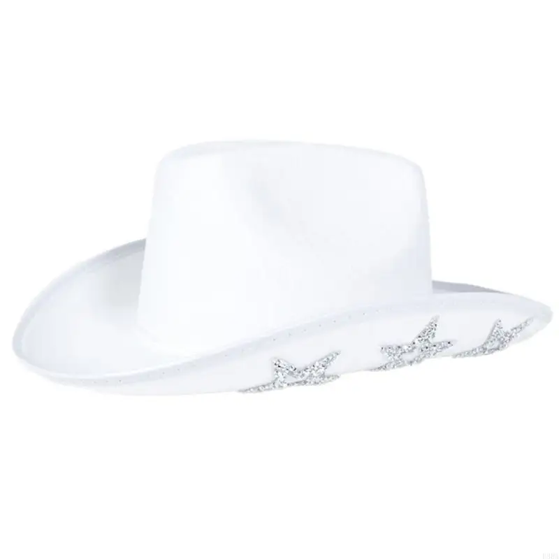 

P88A Cowboy Hat with Sequins Glittering Cowgirl Hat Hollowed Decorations