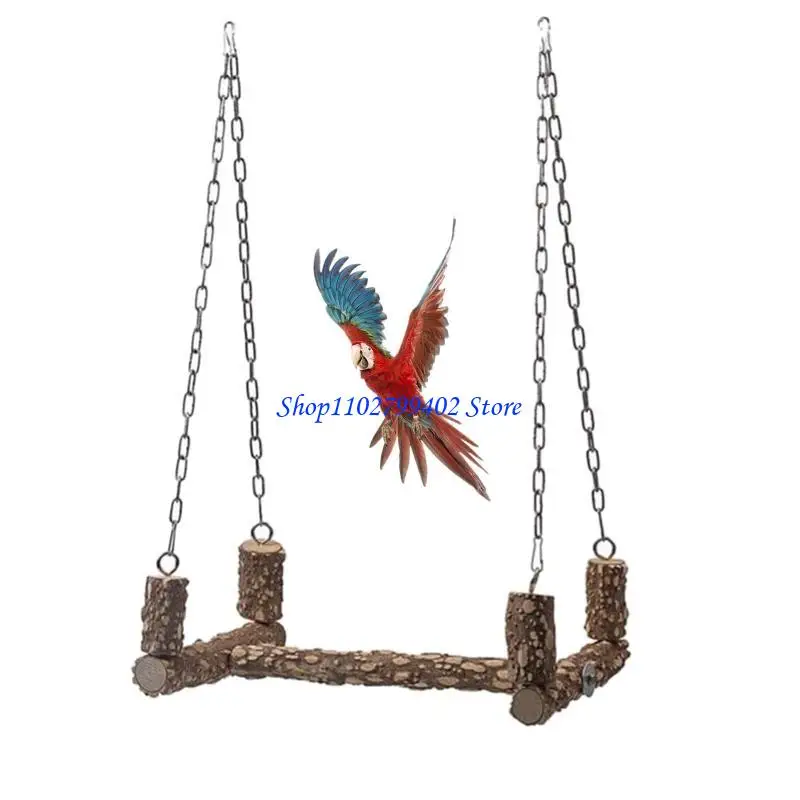 547F Bird Swing for Cage 15 Inches Parrot Perch Natural Bird Toy Parakeet Chew for Large Birds Macaws Cockatiels