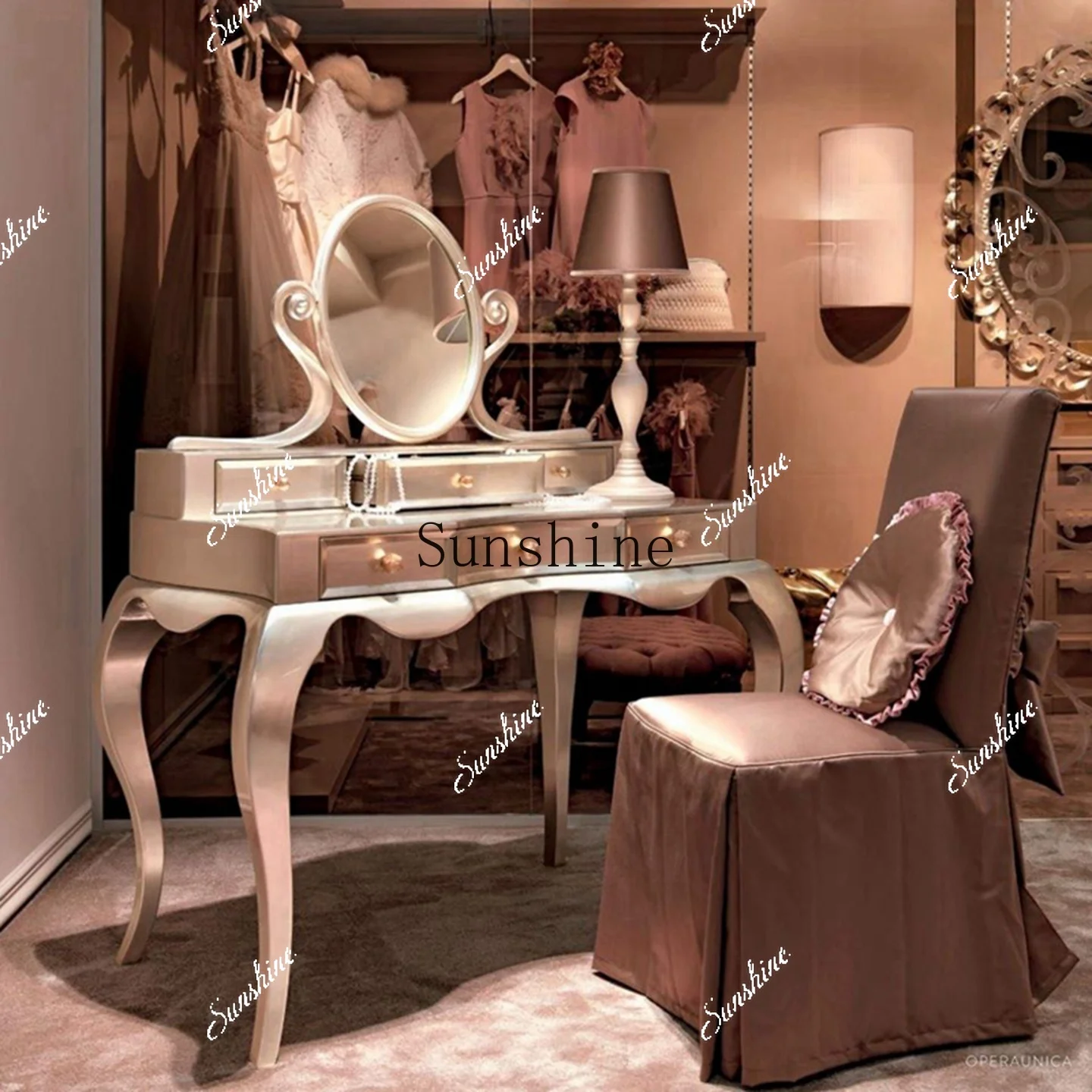 

French dresser girl fresh small apartment light luxury style simple and modernYY