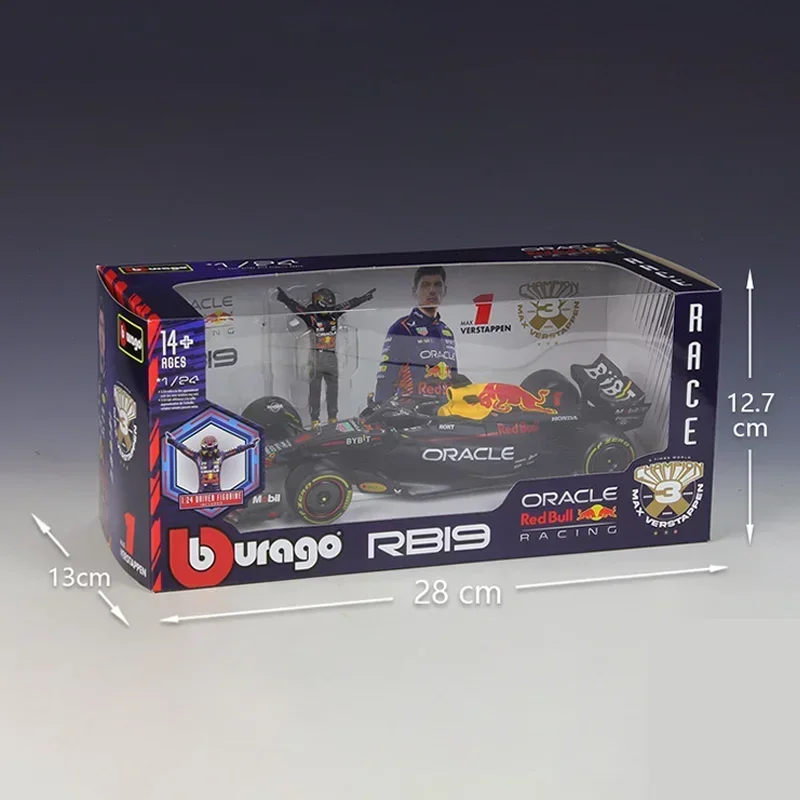 Bburago 1:24 Oracle Red Bull Racing 2023 RB19 #1#11 F1 Model Formula Car Static Simulation Diecast Equipped with Doll Figures