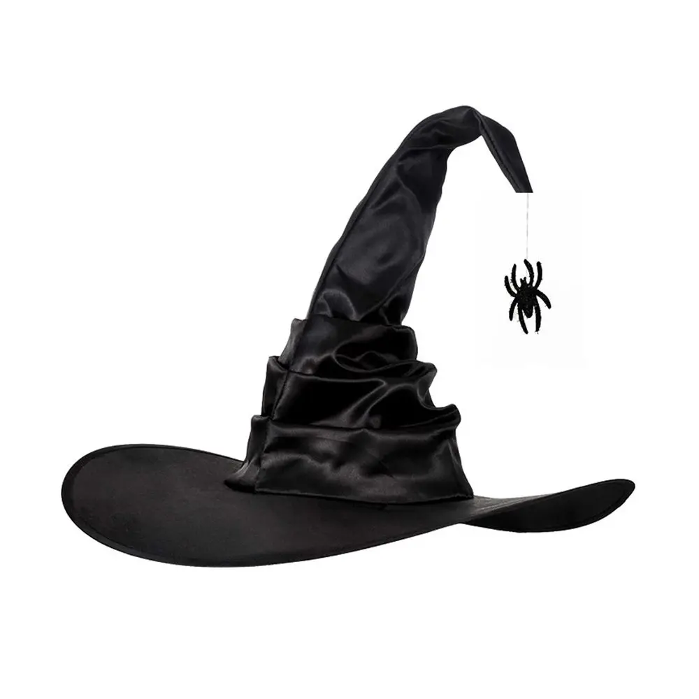 

Oxford Hats Night club Spider Performance Props Accessories Black Folds Wizard Cap Sorcerer Caps Halloween Hats Witch Hats
