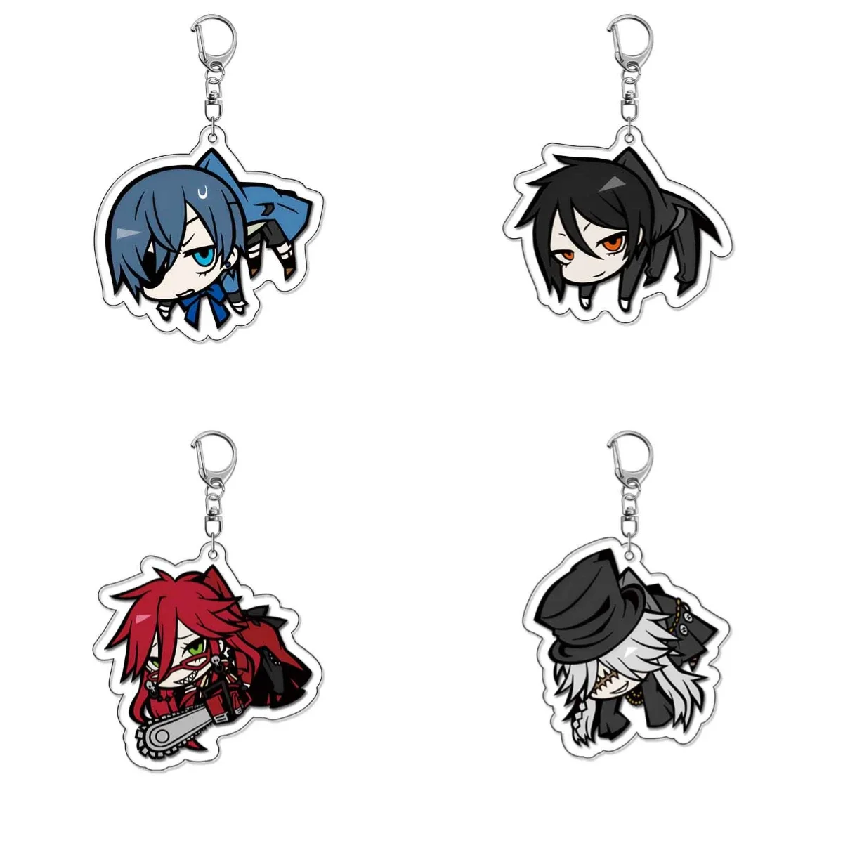 Anime Black Butler Keychain Cartoon Ciel Phantomhive Sebastian Michaelis Acrylic Bag Tag Keyring Pendant Accessory image 6