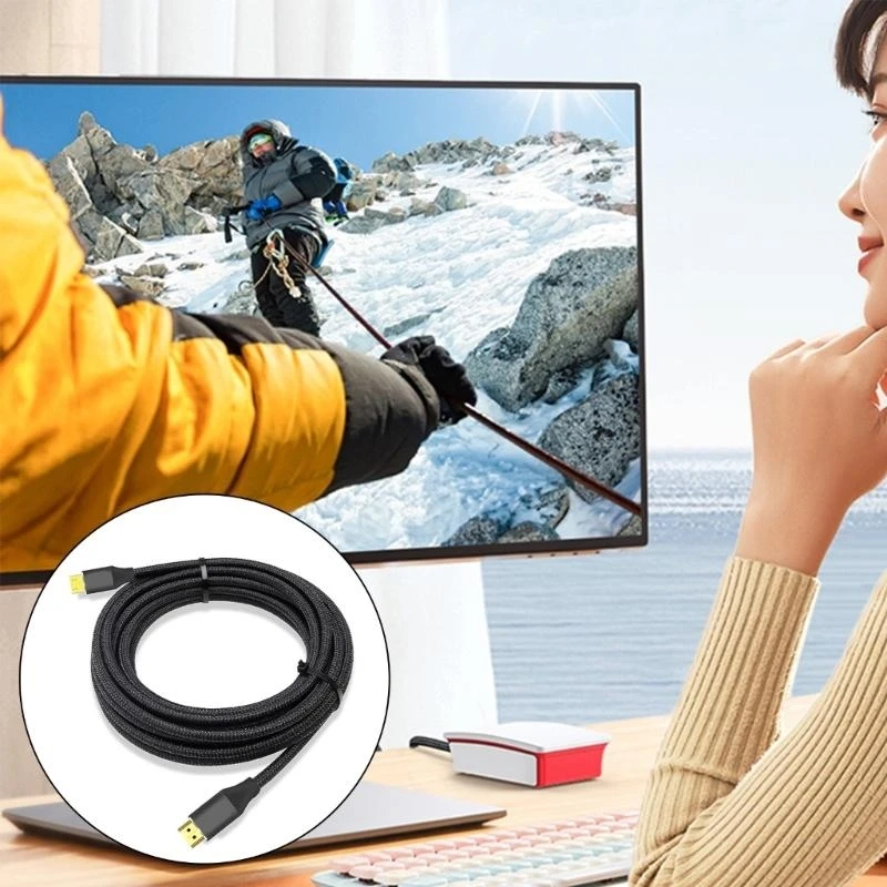 

Braideds MiniHDMI to HDMI2.1 Cable for 8K Resolution for Portable Monitors