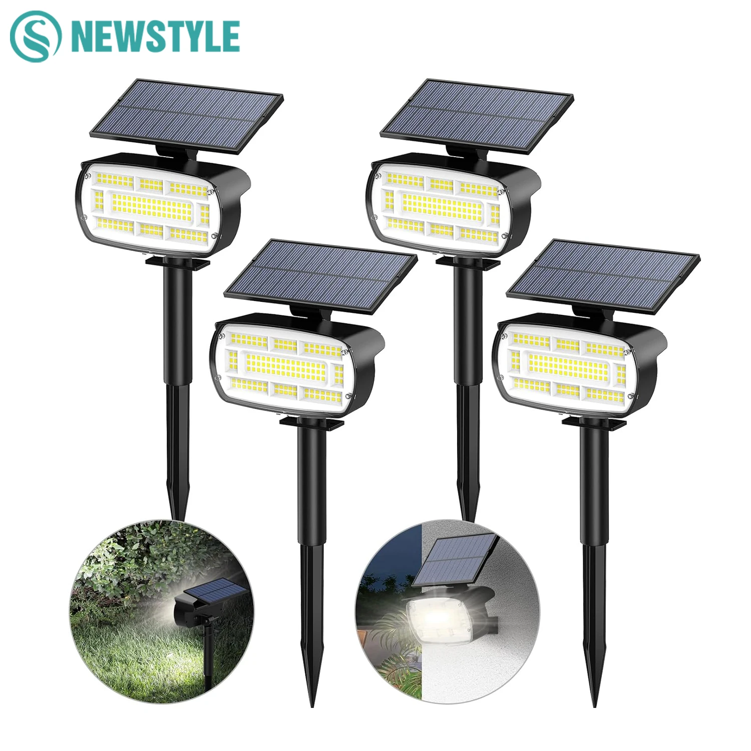 

Солнечные прожекторы для улицы, 136 светодиодов, IP65, водонепроницаемые, 3 режима освещения, солнечные ландшафтные светильники для двора, сада, дорожек