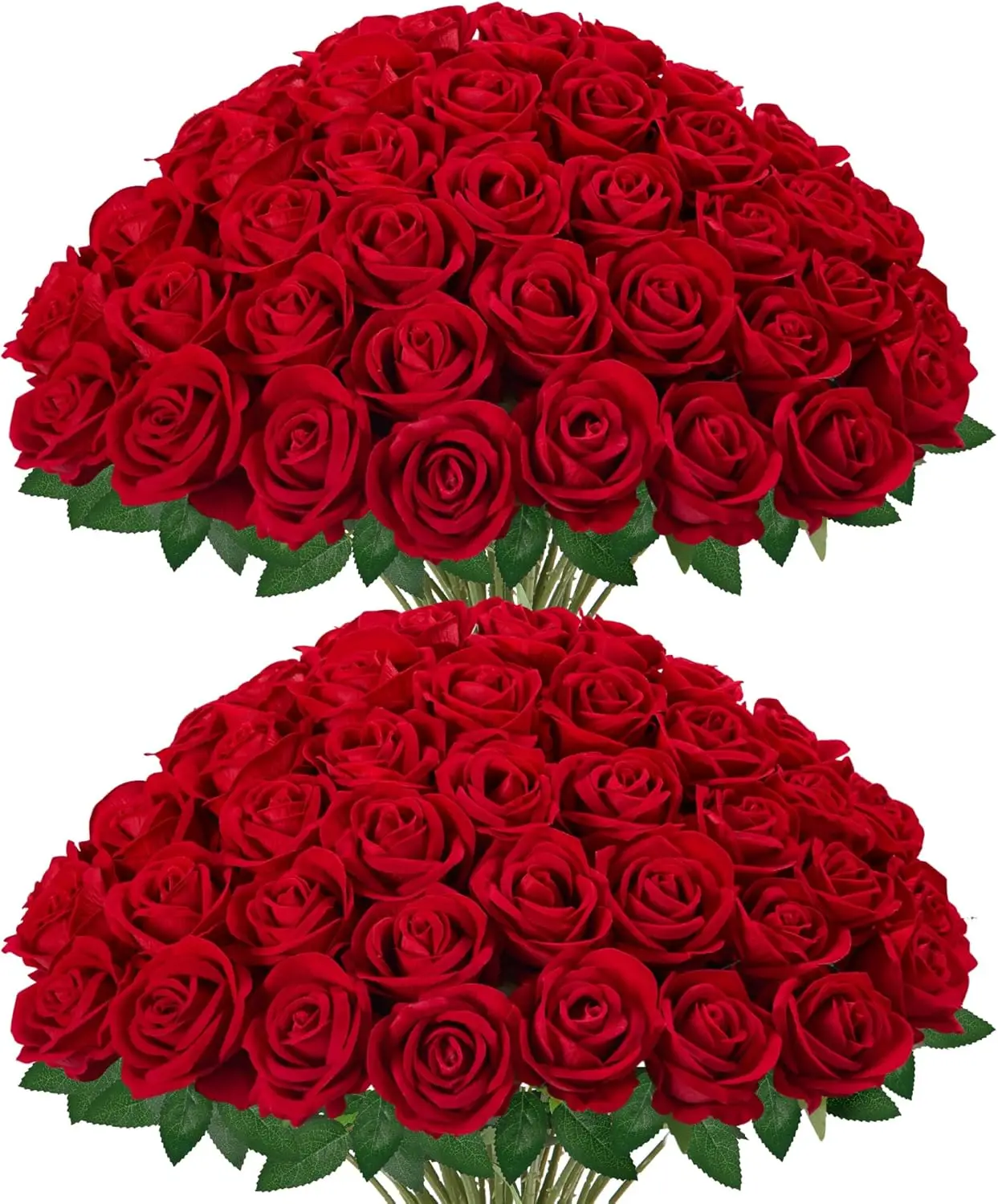 

50 Pcs Red Roses Artificial Flowers, Fake Velvet Silk Rose Bulk Faux Flower for Mother's Gift Decoration DIY Wedding Cen