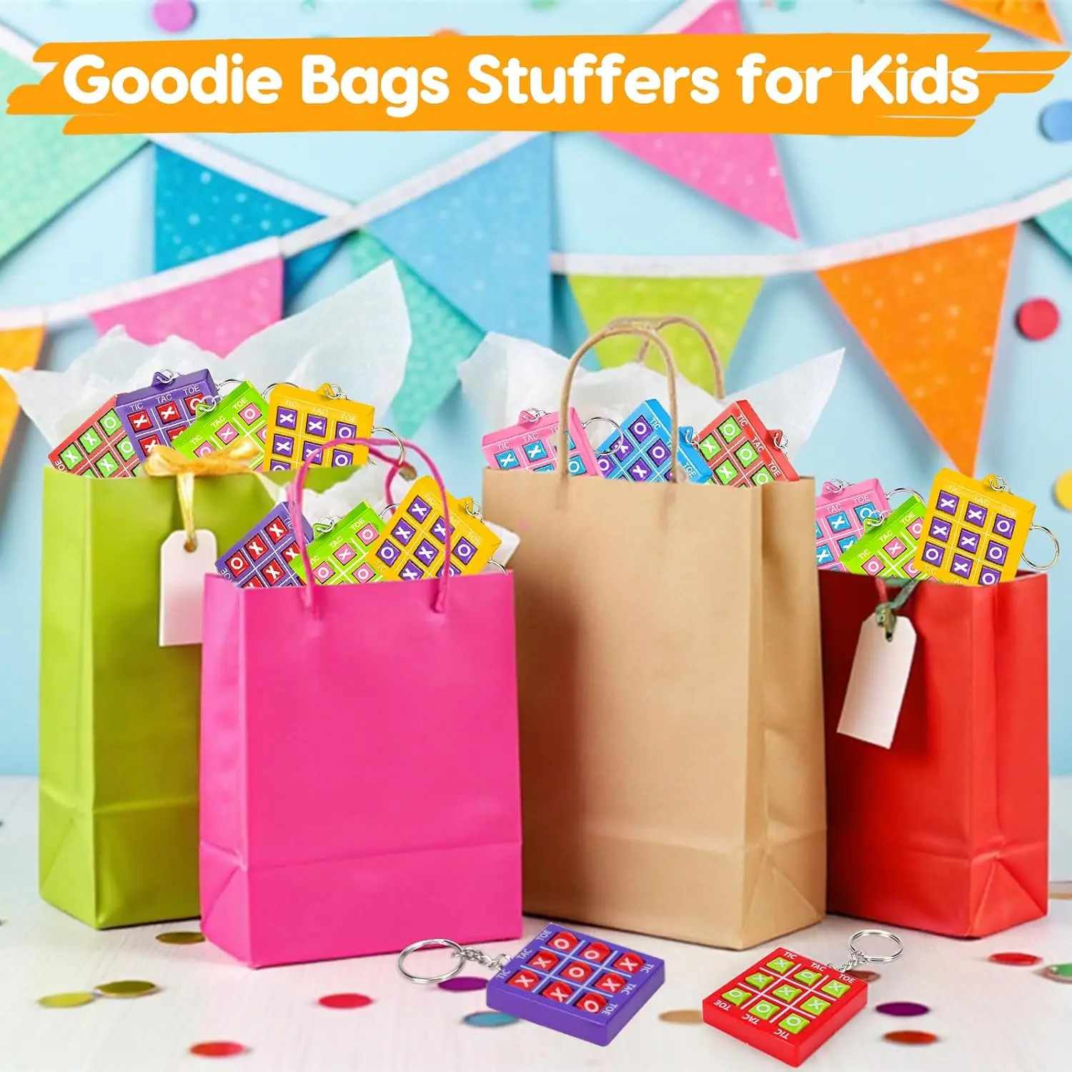 1/8pcs Tic Tac Toe Game Kids Educational Toy with Keychain Birthday Party Gift Goodie Stuffers Bag Pinata Filler Classroom Prize view 3