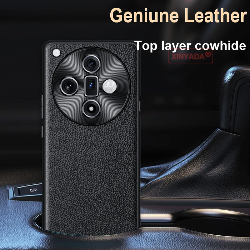 Luxury Geniune Leather Phone Case For Oppo Find X8 Pro Real Cowhide Case For Oppo Find X8 Pro Cover Luxury Shell Skin Bumper