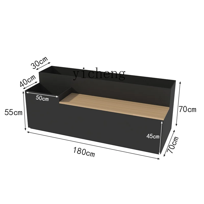 

Tqh Outdoor Seat Flower Box Stainless Steel Combination Rectangular Deck Planter Wrought Iron Stool