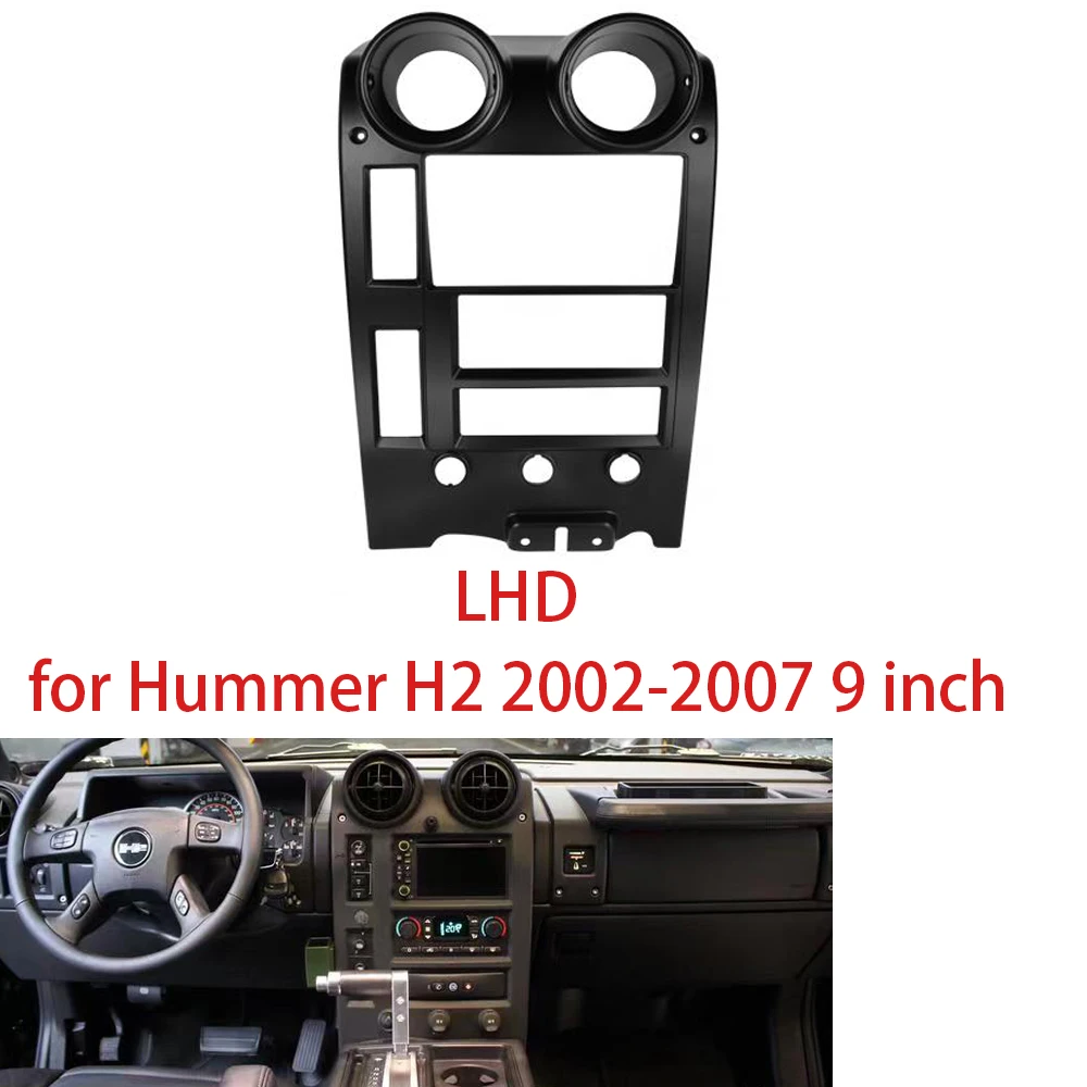 

9 inch Car Fascia Radio Panel for Hummer H2 2002-2007 Dash Kit Install Facia Console Bezel Plate 9inch Adapter Trim Cover Frame