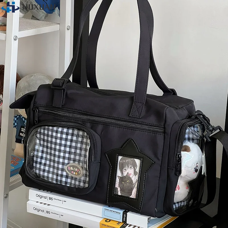 

Прозрачные японские сумки с множеством карманов, универсальная дорожная сумка большой вместимости, студенческие сумки на плечо, сумки для девочек