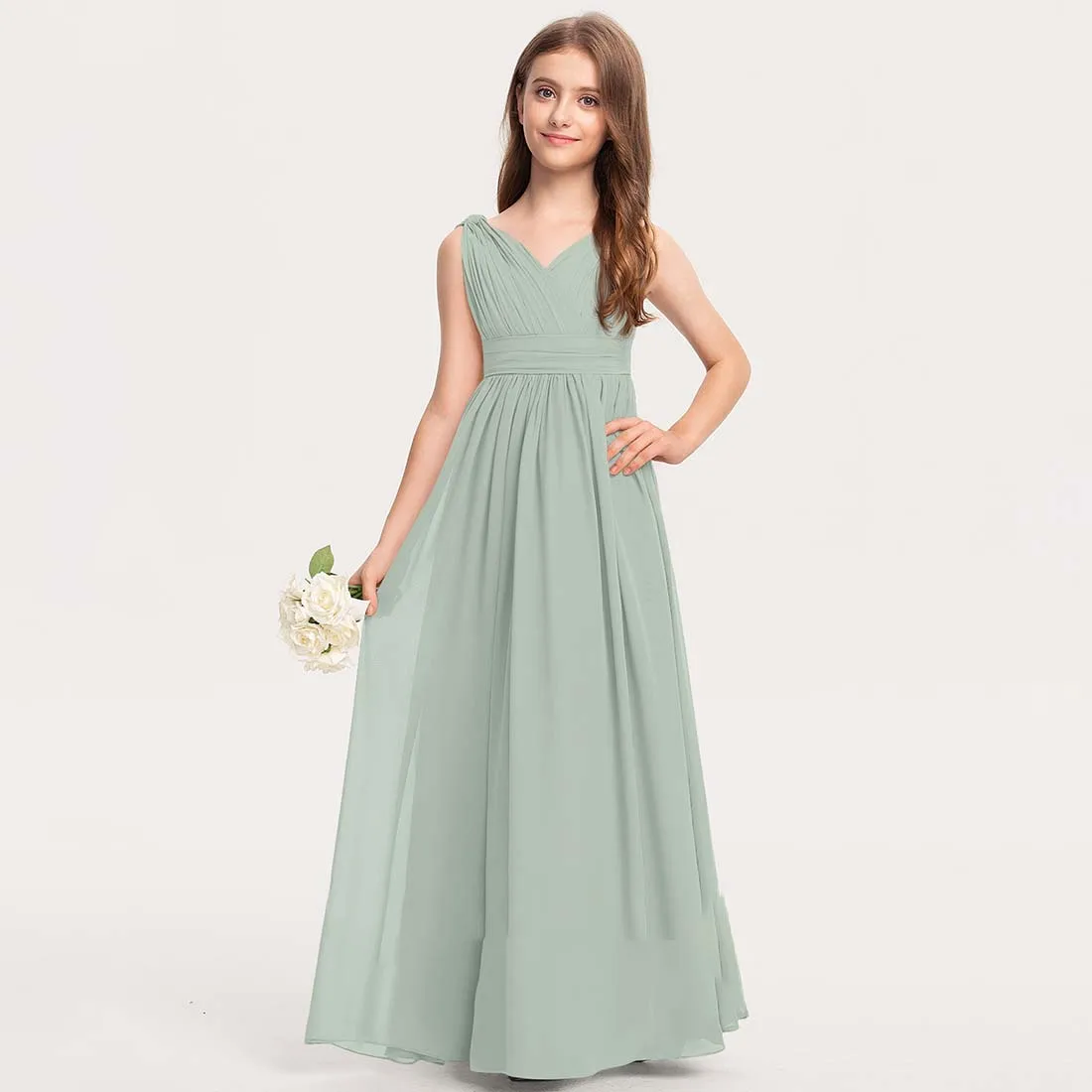 Junior Bridesmaid Dress Wedding Flower Girl Dresses for Teen Girls Dresses Chiffon