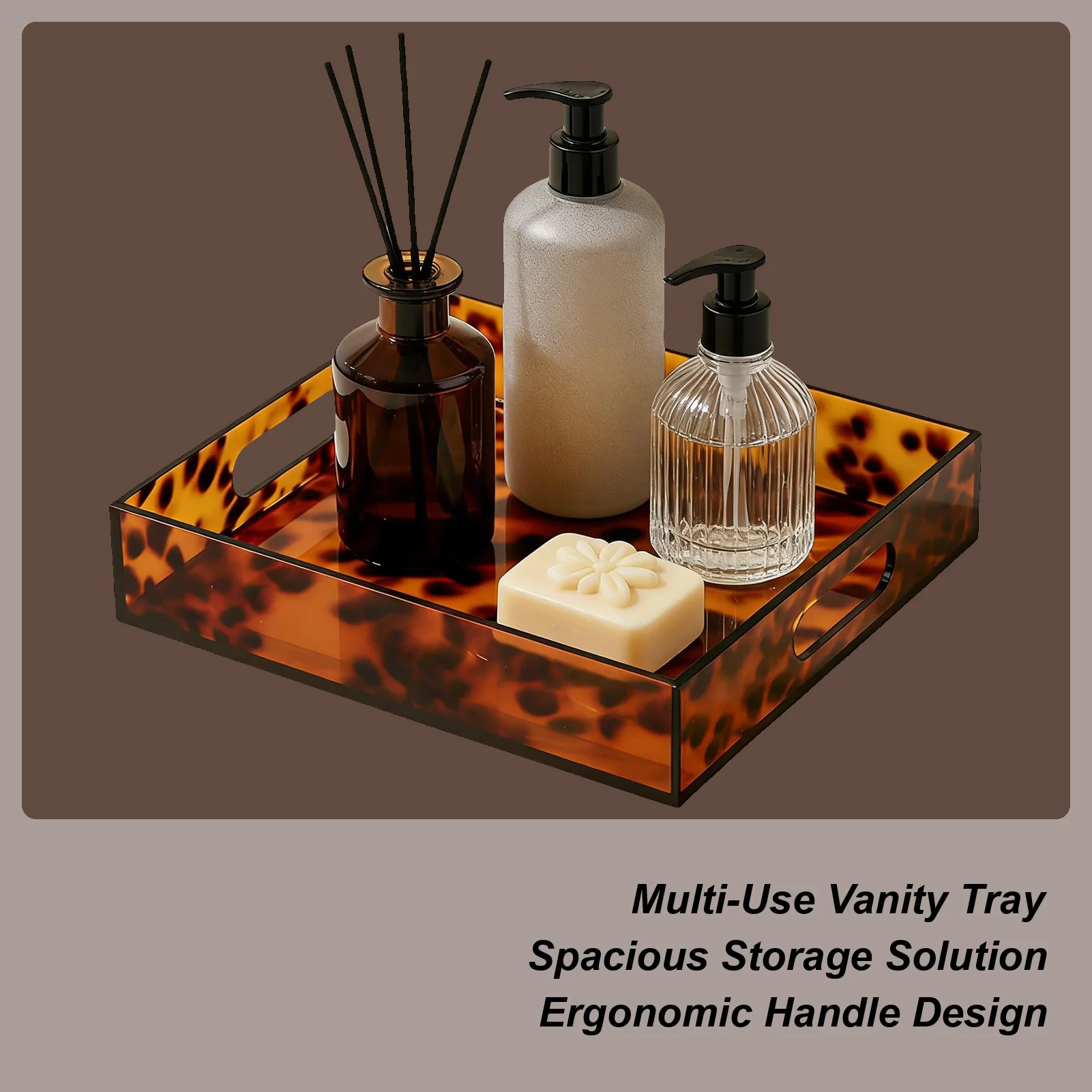 Bathroom Tray Countertop Tortoiseshell Modern Storage Decorative Vanity Trays For Bathroom For Makeup Perfume Candle Toiletries