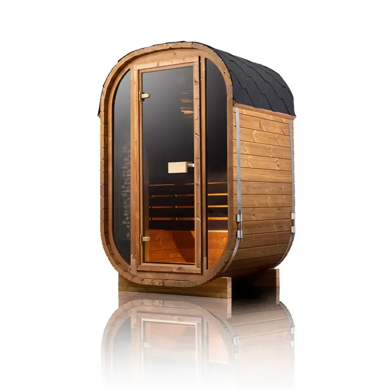 2025 Customizable 2 Person Outdoor Sauna Cube Mini House Infrared Bluetooth Portable Wood Barrel Spa for Garden Backyard Home