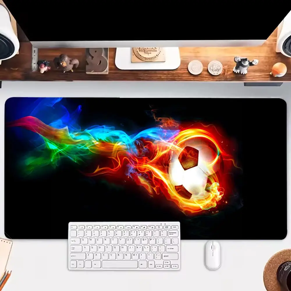 Cool Fire Football Mouse Pad Desk Accessory Aesthetic Large Gaming Mousepads Nootbook Game Rug Non-slip Laptop Tablet Mat PC