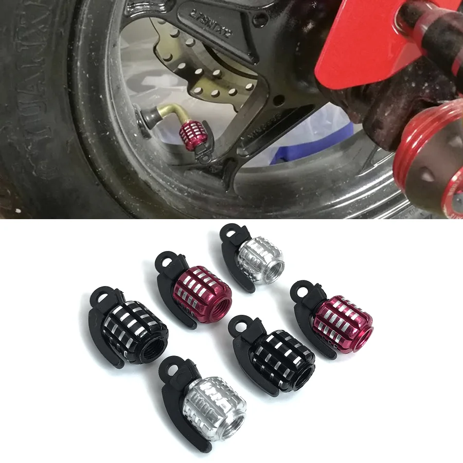 Wooeight 2Pcs Car Truck Motorcycle Accessories Bike Valve Cap Grenade Design Aluminum Alloy Car Tire Wheel Valve Stem Caps