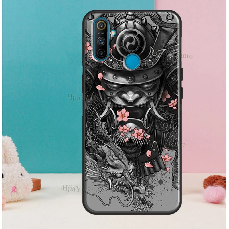 Samurai Japanese Warrior Mask Helmet Case For OPPO Realme GT C3 C11 C15 XT X2 X7 6 7 Pro Phone Case For OnePlus 8T 7T 8 Pro Case