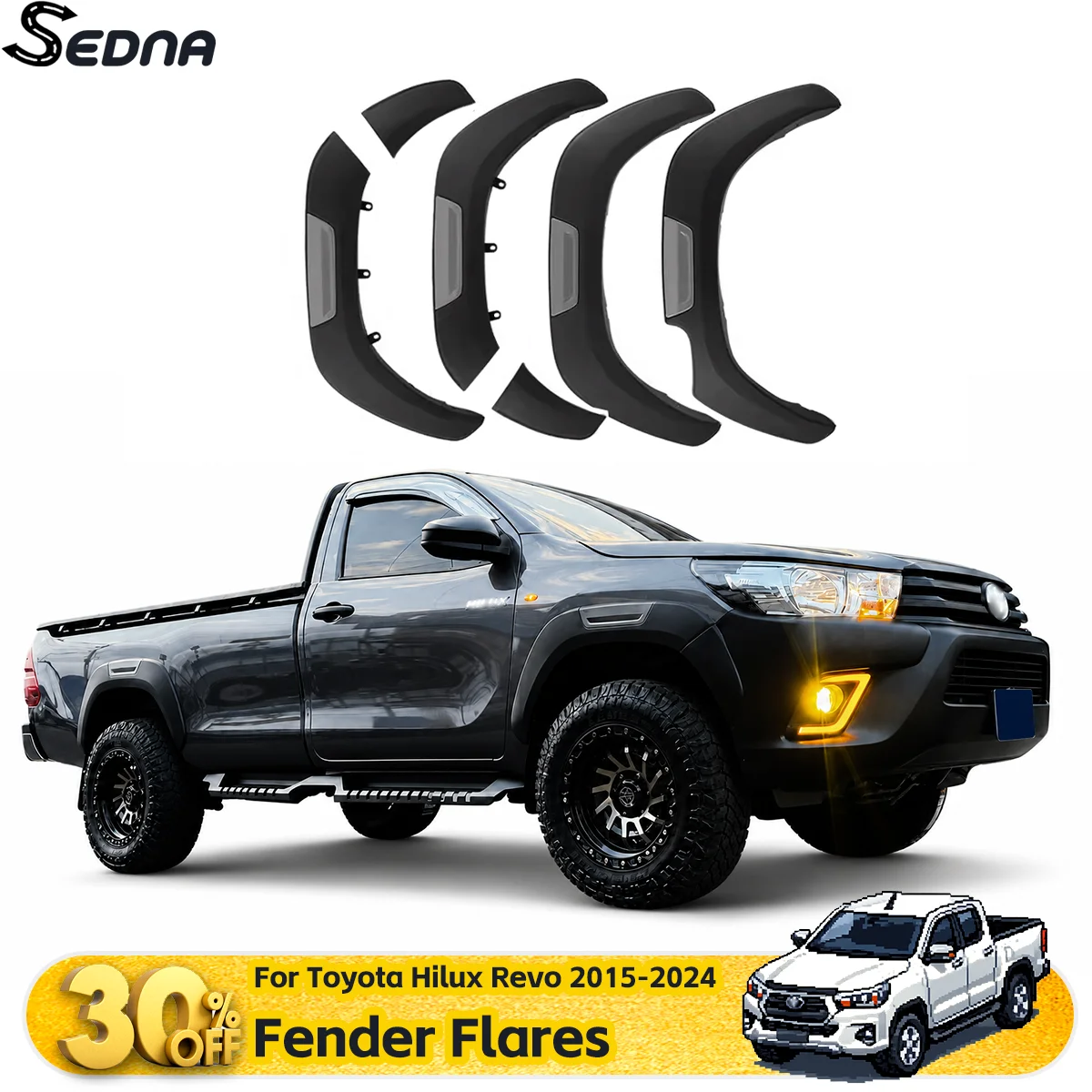 Fender Flares Wheel Arch Trim For Toyota Hilux Revo 2015-2024 Car Wide Body Mudguard Protector Guard Exterior Accessories