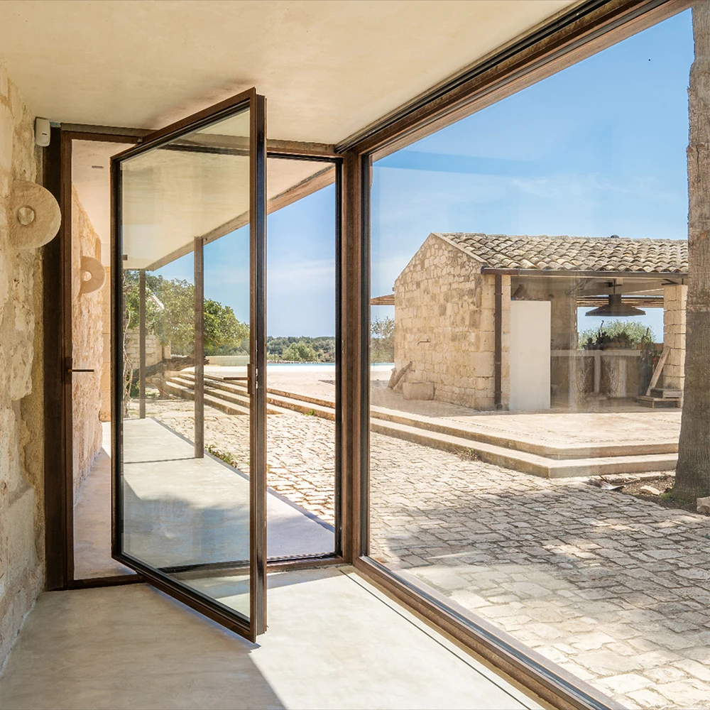 

Pivot Door Custom-made House Main Entry Security Residence Thermal Break Aluminum Alloy Double Glaszed Entry Exterior Door