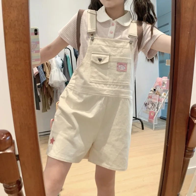 

Harajuku Sweet Star Strap Shorts for Women 2025 Summer New All-match Casual Jumpsuit Y2k Straight Loose Wide Leg Shorts