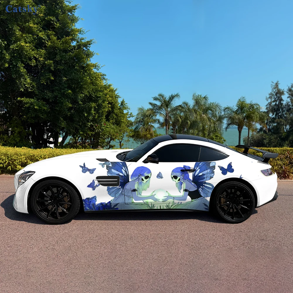 

Зеленый крылатый скелет, автомобильные виниловые наклейки, самоклеящаяся наклейка из ПВХ, подходит для грузовиков, внедорожников, украшения, автоаксессуары, подарок