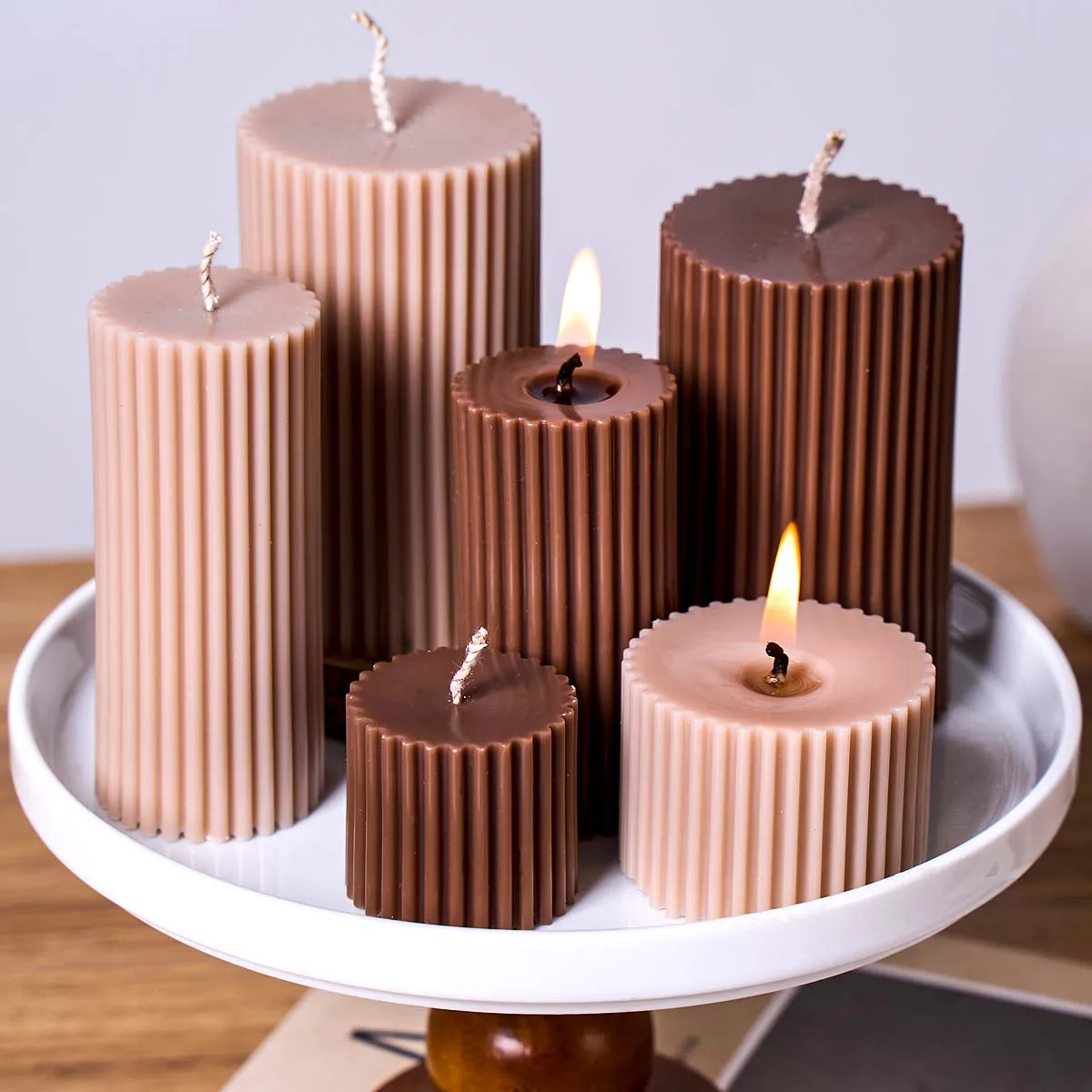 Molde de silicona cilíndrico con rayas para velas, jabones, yeso y resina, para velas aromáticas hechas a mano, manualidades y regalos de arte para el hogar