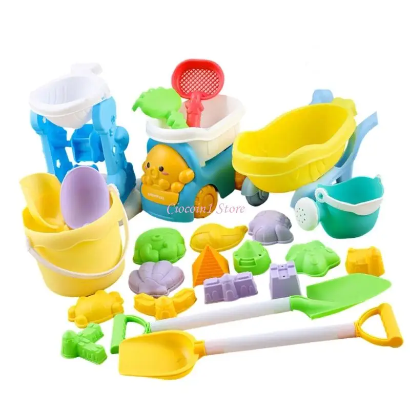 Y1UB Zestaw do zabawy w piasku Narzędzie do zabawy w piasku Wiadro Łopata Zabawka dla rodzinnej przygody na plaży