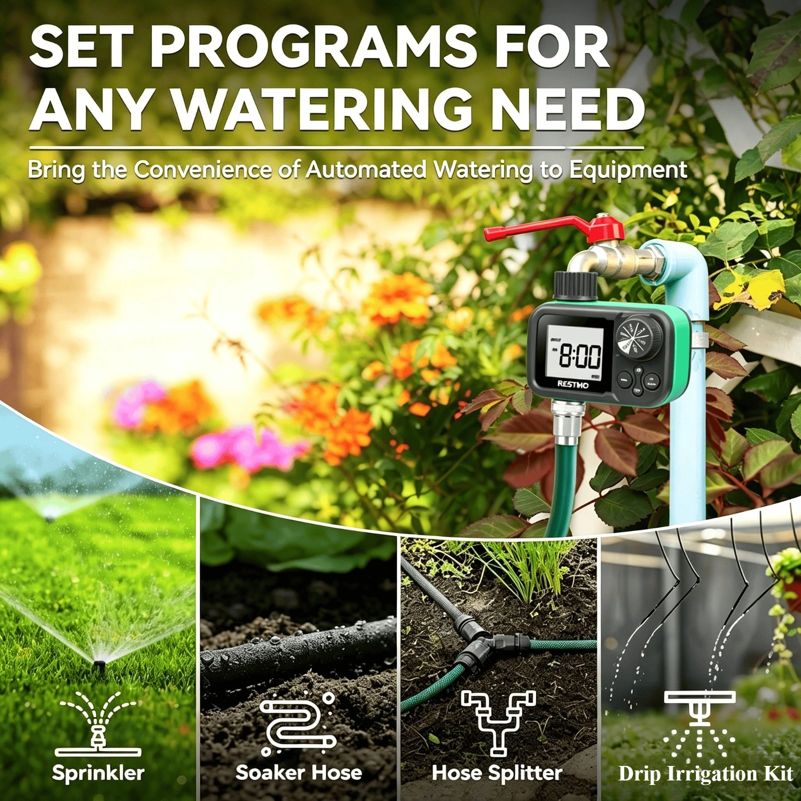 Low Water Pressure Watering Timer IP54 Ball Valve Garden Irrigation Timer for Outdoor Garden Hose,Rain Barrel Yard Farm Use