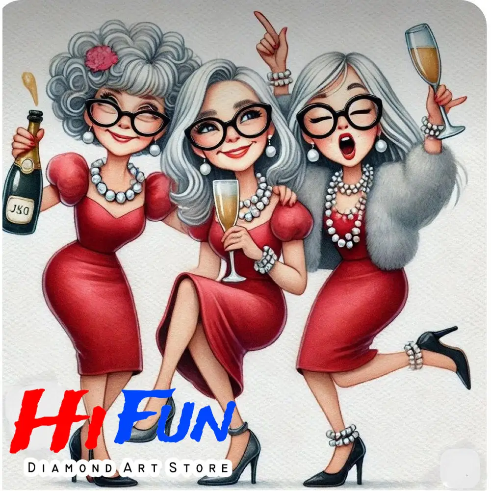 

Old Lady Drinkers Best Friends Forever Алмазная картина Новые поступления 5D Diy Алмазная мозаика Наборы для вышивки крестом Подарок Настенный декор Искусство