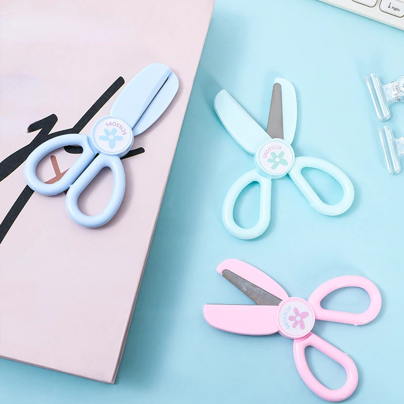 Kawaii Mini Portable Scissors Round Head Children Craft Stationery Scissor Cute Paper Cutter Scrapbooking Diy Art Tool Scissor