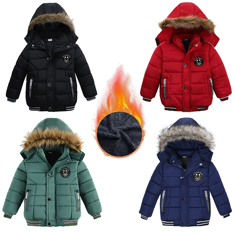 1 2 3 4 5 Years Winter Baby Boys Jacket Classic Keep Warm Fashion Girls Coat Hooded Zipper Outerwear Birthday Gift Kids Clothes