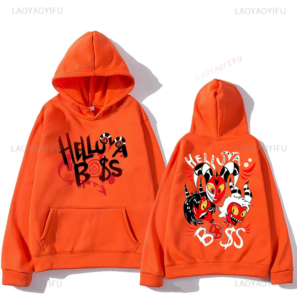 2025 ربيع Kawaii أنيمي هوديي Helluva Boss الجرافيك الشارع الشهير لينة الصوف للجنسين البلوز الرجال النساء الكرتون البلوز