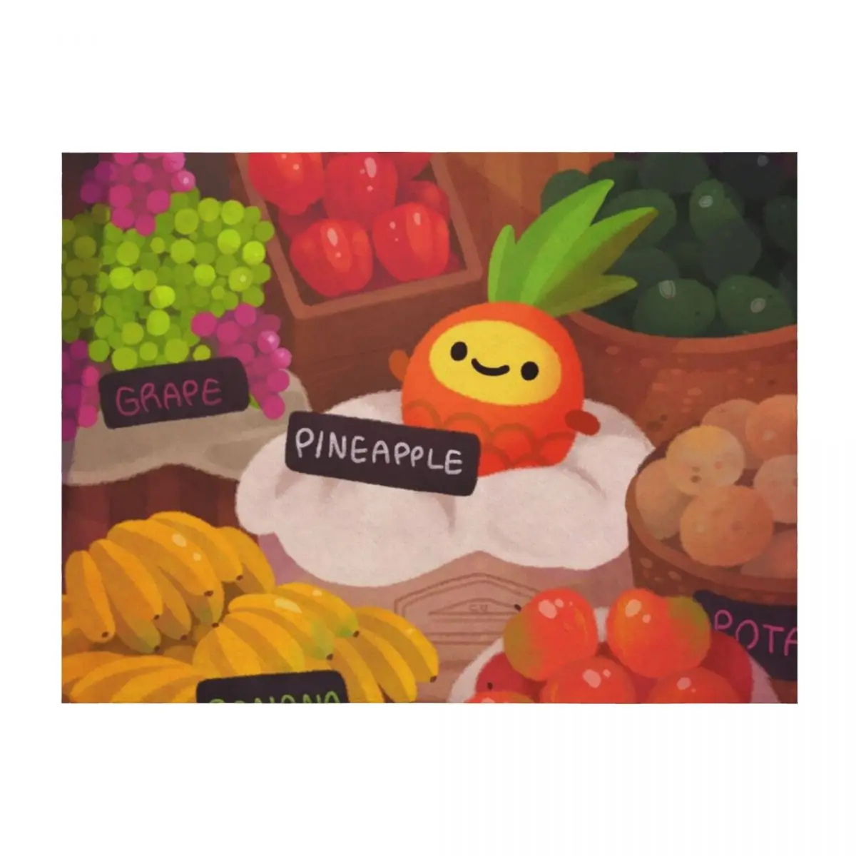 

Pineapple NANA in the market Throw Blanket Blankets For Bed Summer Beddings anime Blankets