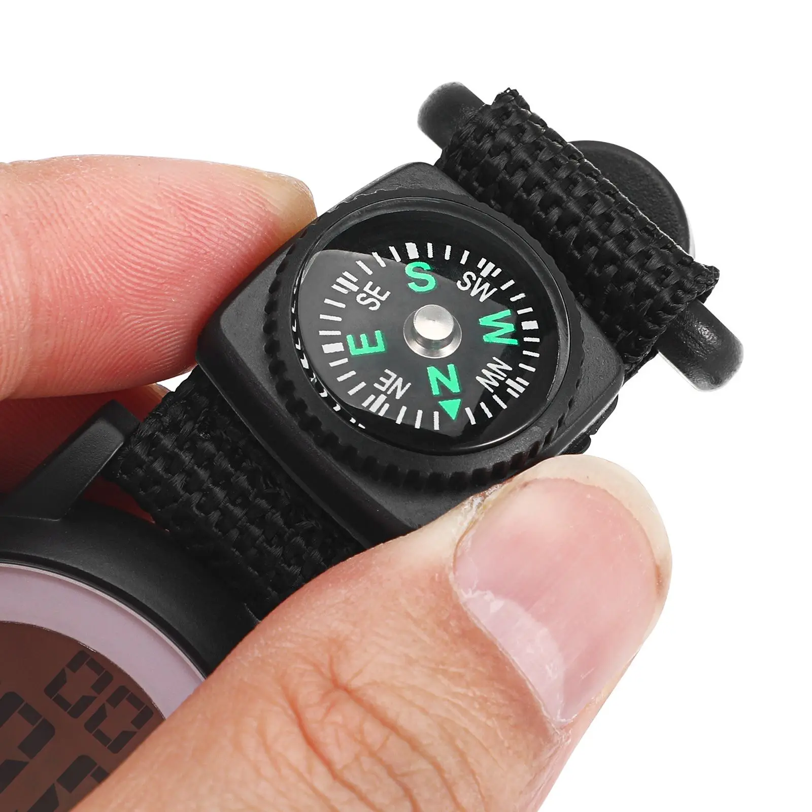 Multifunctioneel wandhorloge Karabijnhaak Outdoor zakclip Elektronische backpacken Nylon voor heren Werk herenhorloges