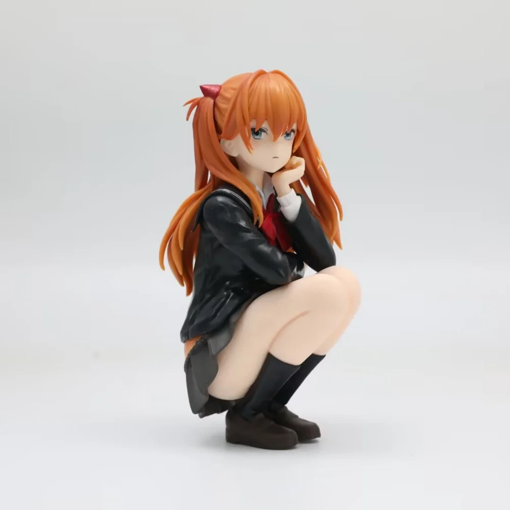 Anime Neon Genesis Evangelion Asuka Langley Soryu Squatting Position PVC Action Figure Collectible Model Doll Toy 16CM