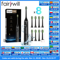 Fairywill Electric Sonic Toothbrush FW-Y05 USB Charge Rechargeable Adult Waterproof Electronic Tooth Brushes Replacement Heads