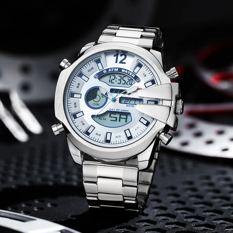 Fashion Men Watches Steel Sport Watch Men Quartz Date Clock KAT Top Brand Luxury Waterproof Wristwatch Chronograph Clock Man