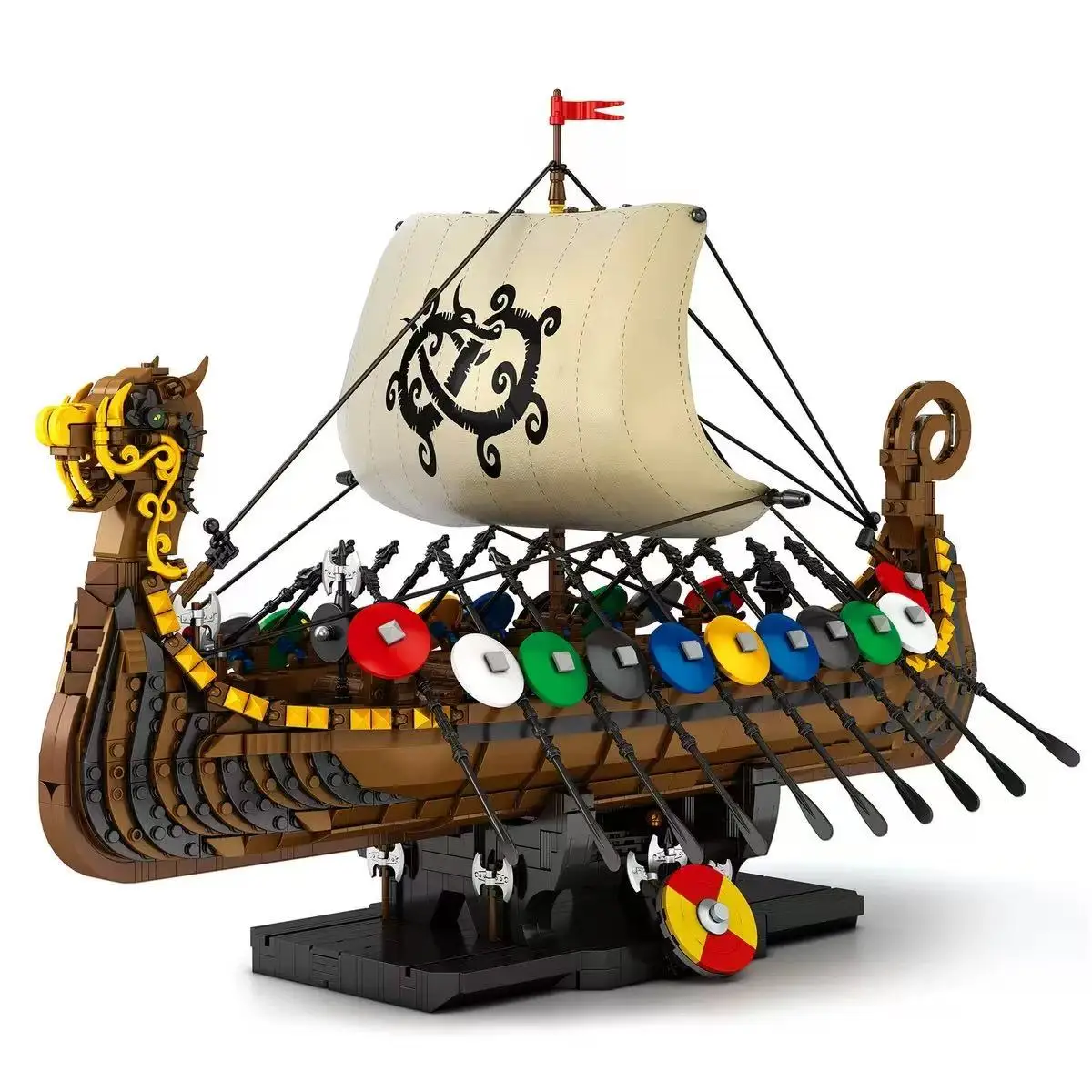 

MOC Pirates Movie Viking Warship Pirate Keelboat Model Building Blocks Desktop Collection Decoration Puzzle DIY Toys Kids Gifts