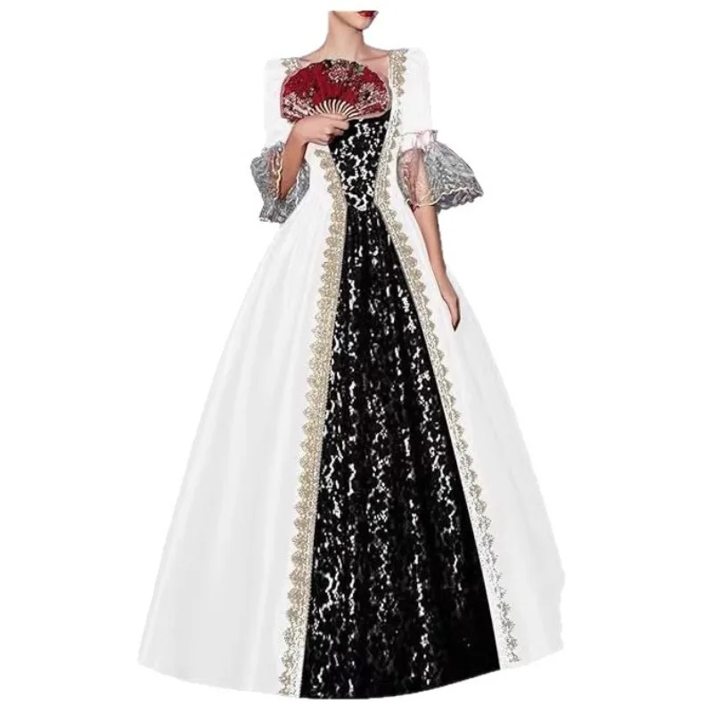 S‑5XL Women New Medieval Renaissance Victorian Court Dress European Retro Gown Stage Role Play Cosplay Costume Outfit - view 4