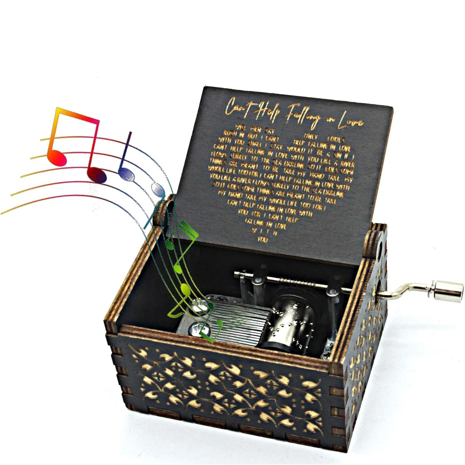لا يمكن أن يساعد في السقوط في الحب صندوق تشغيل الموسيقى الخشبي العتيقة محفورة صناديق موسيقية صندوق تشغيل الموسيقى خشبي مكرنك يدويا الرجعية الخزف