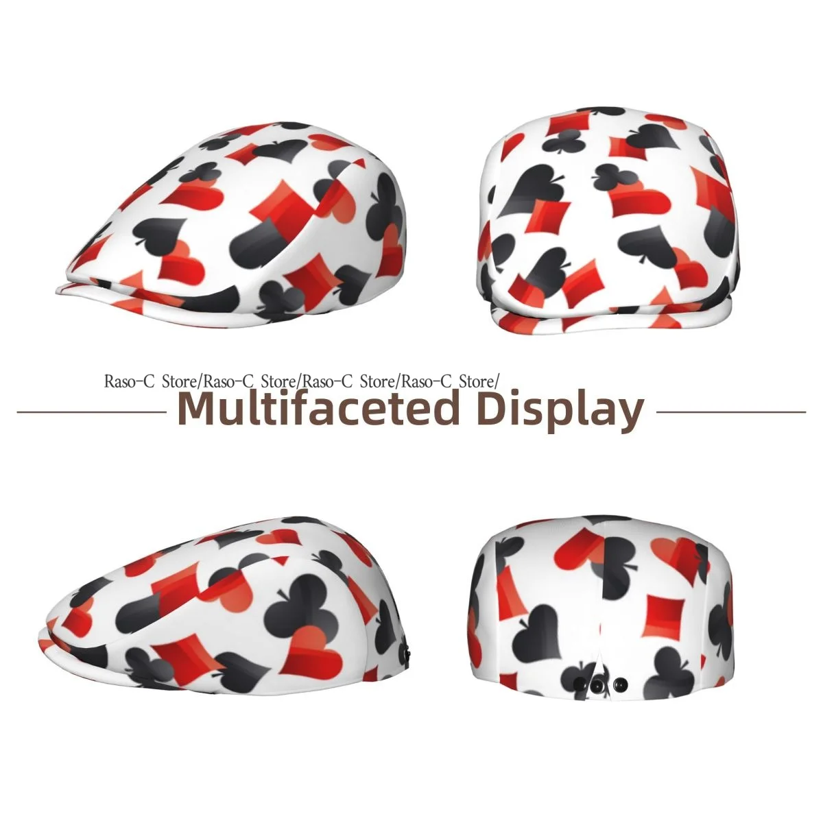 Adult Flat Cap Poker Background Unisex British Style Newsboy Cap Ivy Peaked Hat Casual Outdoor Driving Beret Hat
