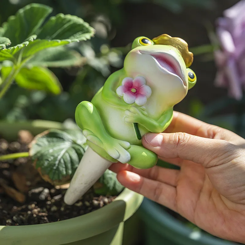 Frog & Panda Resin Self-Watering Spikes for Succulents, Automatic Drip Irrigation Garden Decor & Slow-Release Stakes