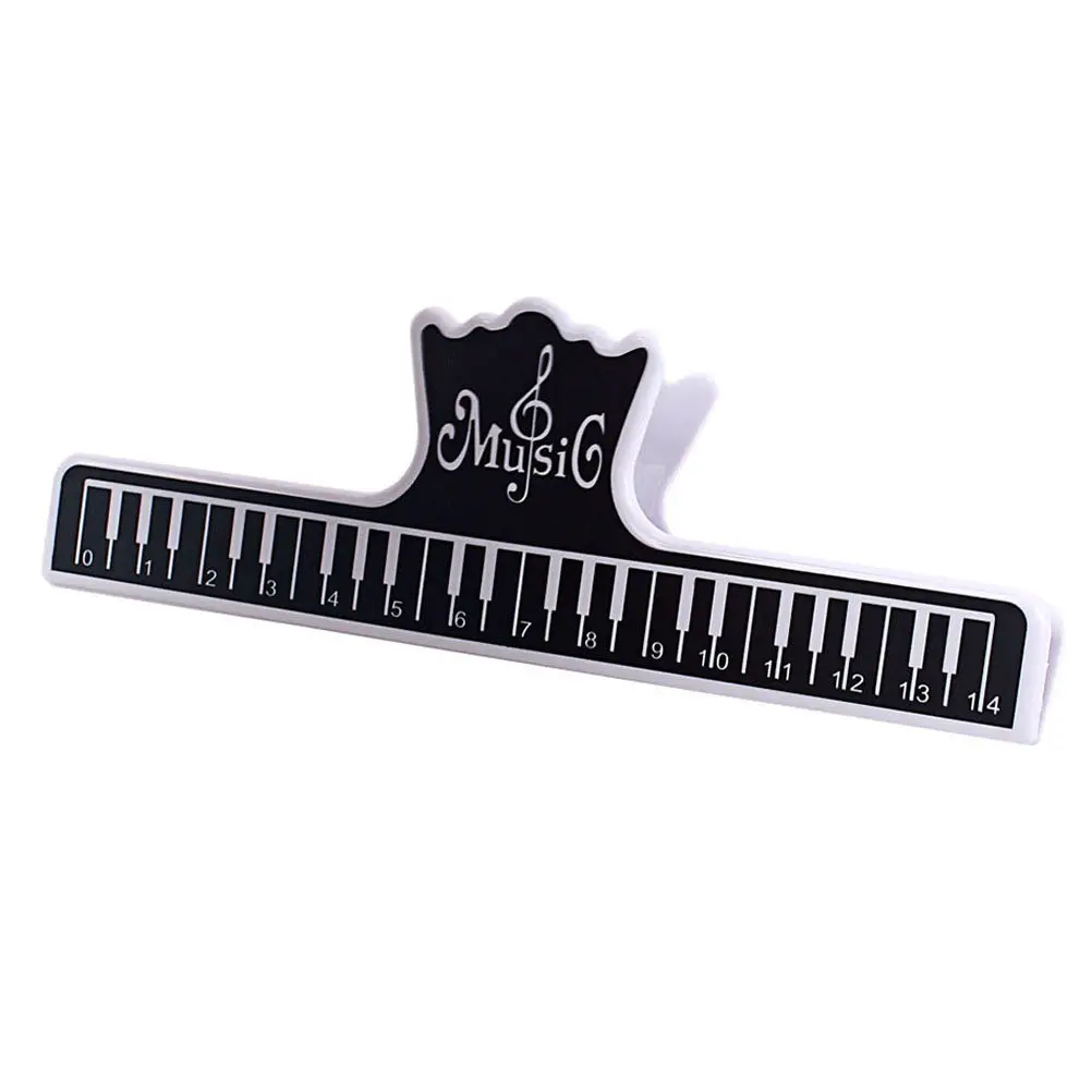 

2Pcs Piano Note Clip Keyboard Pattern Music Score Holder Smooth Groove Clamp for Music Book Prevent Page Turn Black
