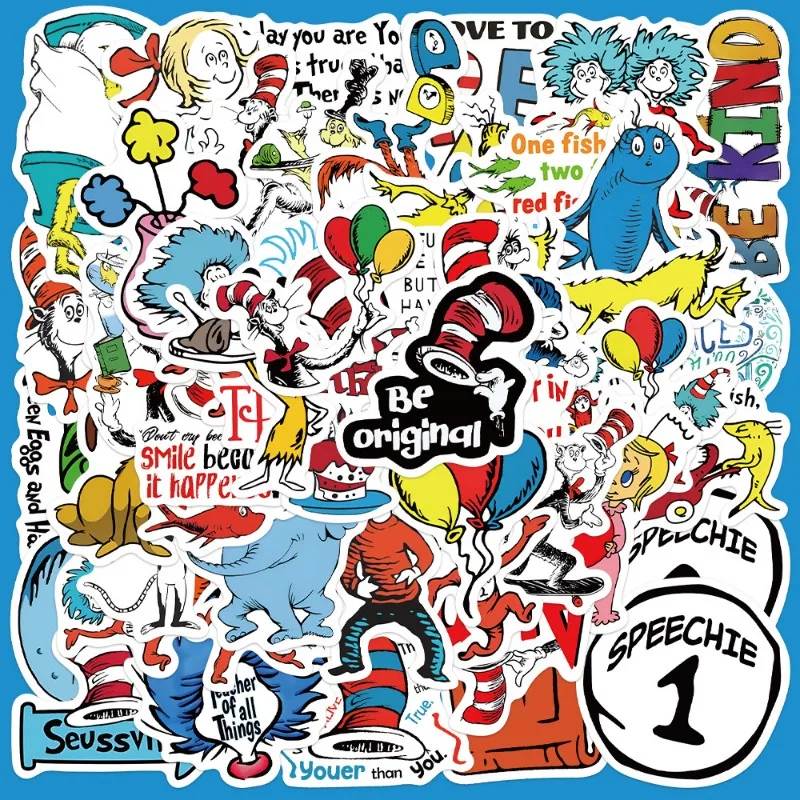 50pcs Cartoon Doctor Seuss Series Graffiti Stickers Suitable for Helmet Desktop Wall Decoration DIY Sticker Pack Wholesale