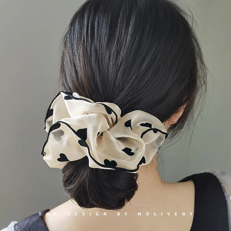 Diadema con cabeza de temperamento para mujer, accesorios para el cabello blanco arroz grande a la moda, lazo de hilo, cuerda para el cabello, banda de goma