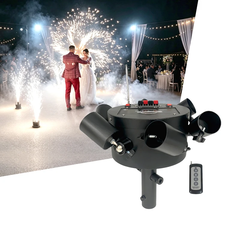 6-Shot 360° Rotating Stage Sparkle Machine with Wireless Remote Control for Wedding Party DJ Disco