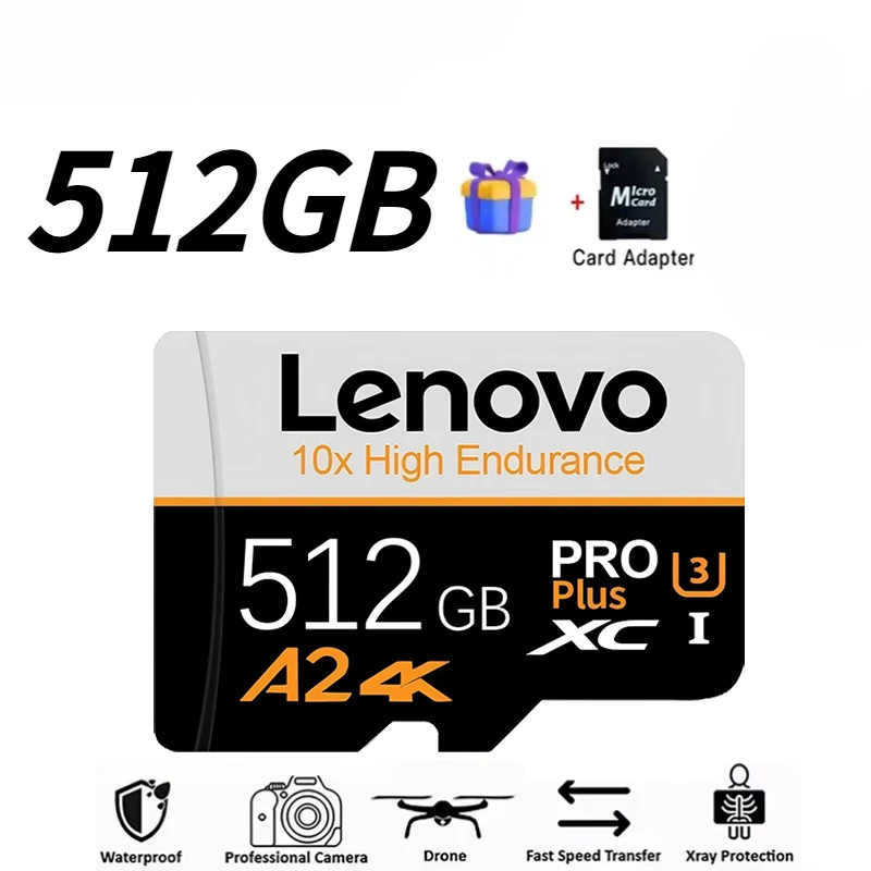 Cartão de Memória Lenovo Classe 10 512GB 16GB Alta Velocidade Vídeo Full HD Cartão SD Mini 256GB 128GB 256GB 32GB 64GB Mais Novo Cartão Micro para Ph