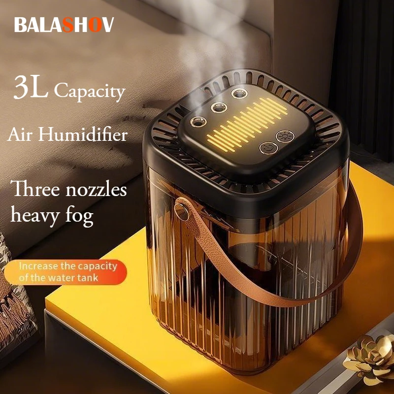 

3л увлажнитель воздуха прохладный туман увлажнитель 3 насадки ночник USB увлажнитель диффузор для дома спальня офис