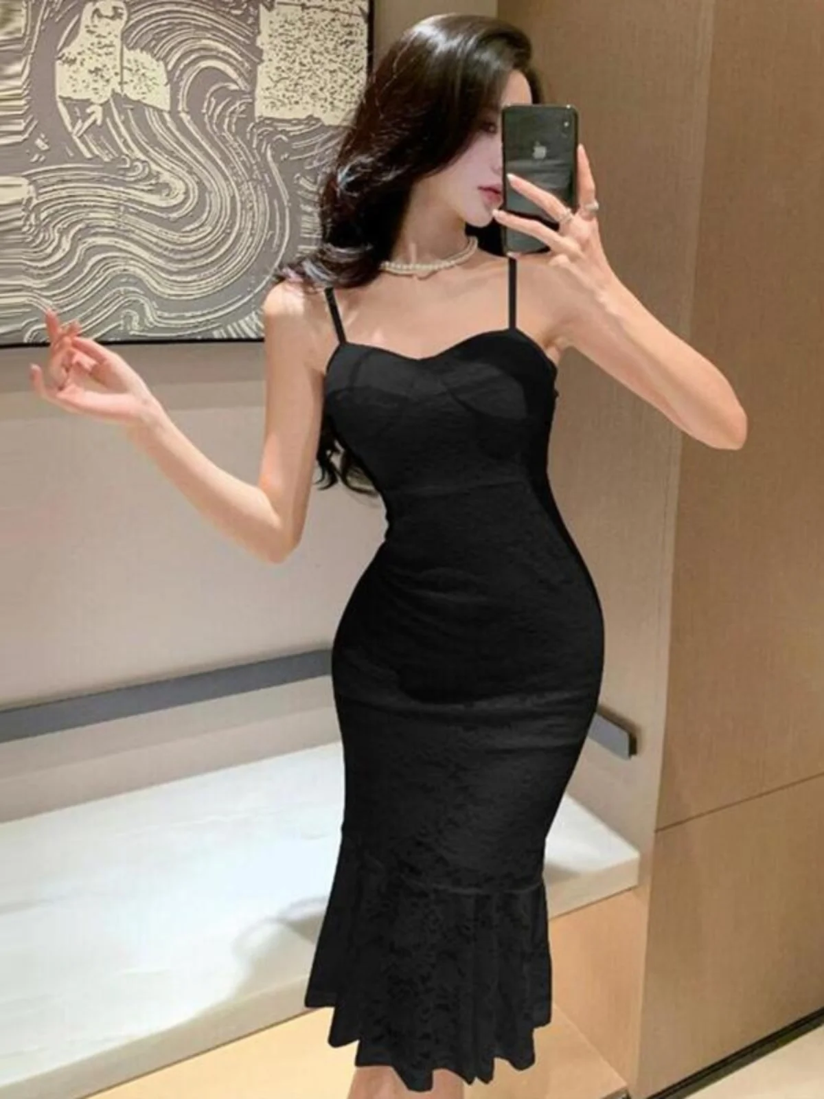 

Summer Pure Desire Sexy Bal Lace Patchwork Svel ter Dr Women's High Waist Fi Tail Gown Mid-Length Skirt